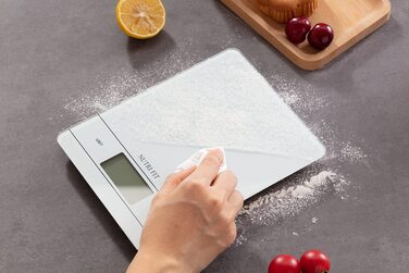 Електронна кухонна вага NUTRI FIT з підзарядкою, USB-C, LCD-дисплеєм, 5 кг, для випічки та приготування їжі, чорна (EK9380HR-weiss)