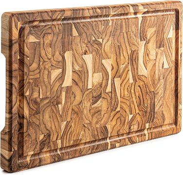 Дерев'яний обробний дошка Erke Schneidebrett з текового дерева, 44 x 29.5 x 3.2 см, з жолобом для соку, товщина 3.2 см