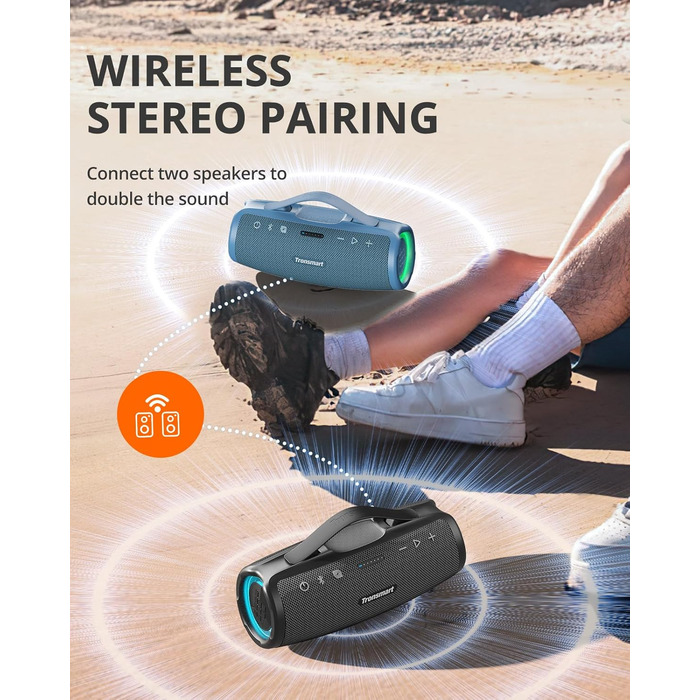 Tronsmart Mirtune S100: Bluetooth колонка водонепроникна IPX7, 20 год, для пляжу та вечірок (Чорна)