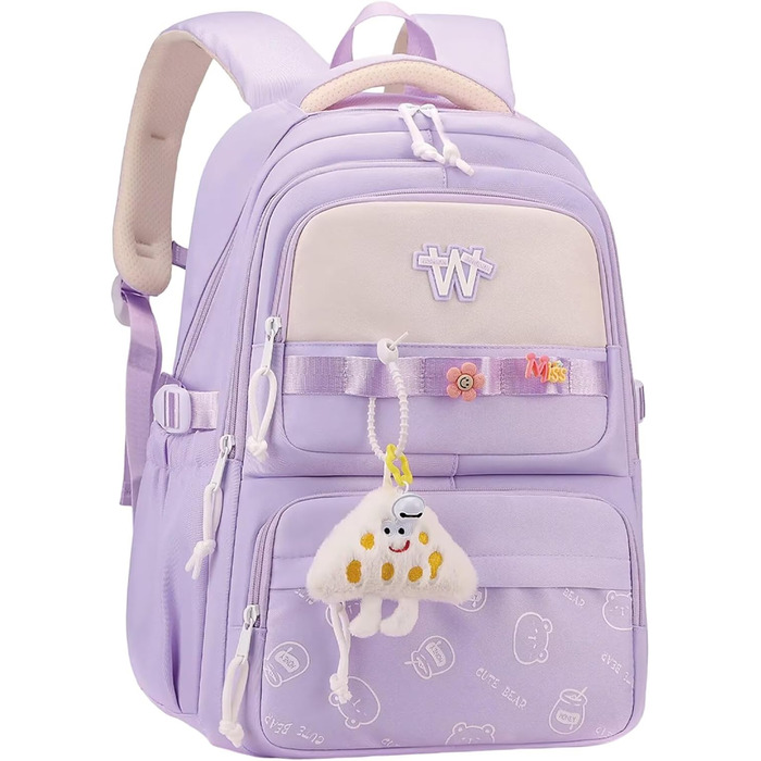 Шкільний рюкзак для підлітків: водонепроникний, великий, підходить для дівчат та хлопців, для школи, подорожей та повсякденного використання (фіолетовий)