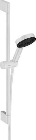 Hansgrohe Pulsify Select S Shower Set, water-saving showerhead with hose and holder, adjustable, hand shower with 3 spray patterns (Relaxation), Mattweiß (Matte White)