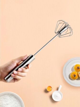 1 piece semi-automatic rotating whisk, stainless steel whisk, kitchen tool