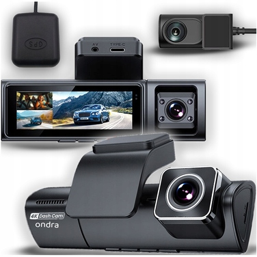 Автомобільний відеореєстратор Ondra XR170 4K UHD: 3 камери, GPS, Wi-Fi