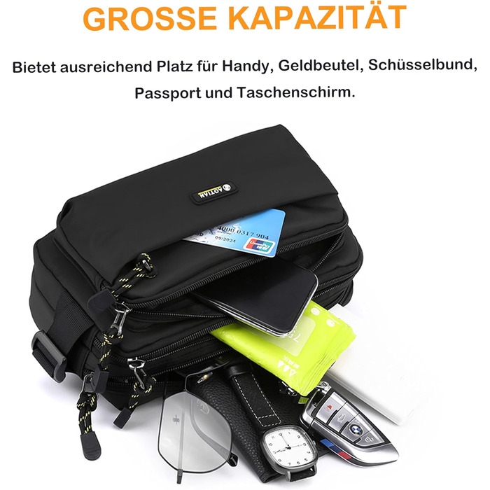 Водонепроникна поясна сумка на пояс для чоловіків та жінок. Спортивна сумка-фляга з 6 кишенями на блискавці. Виготовлена з нейлону, ідеальна для прогулянок з собакою, відпочинку на природі, бігу, подорожей та походів.