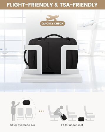 Чорний жіночий рюкзак LOVEVOOK 50L для подорожей, авіаперельотів та роботи, 17 дюймів