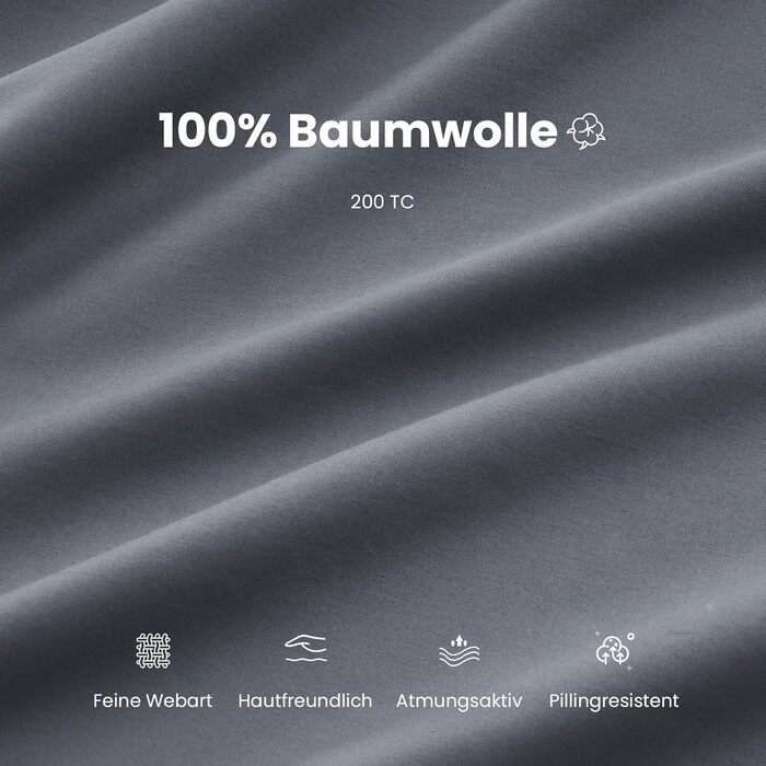 Комплект постільної білизни 135x200 зелений бавовна 4-х частинний, комплект постільної білизни салатовий, 2 наволочки 80x80 см, постільна білизна ÖKO-TEX Aesthetic 100% бавовна з блискавкою (сірий, 2-х частинний | 135x220 см)