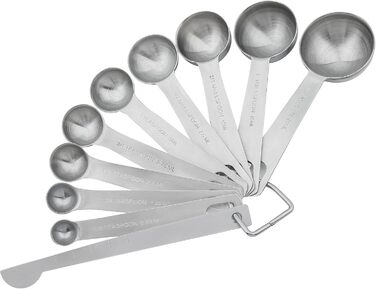 Measuring Cup and Spoon Set, 18/8 Stainless Steel - 8 Measuring Cups and 9 Measuring Spoons with Leveler and Measuring Equivalents, Kitchen and Baking Measuring Cups and Spoons 19-Piece Set