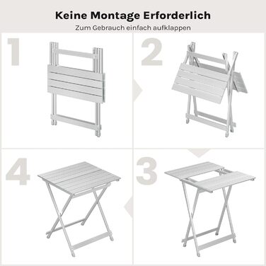 Складний алюмінієвий стіл WOLTU для кемпінгу, саду, балкону - 50.5x59.5x47 см (срібний)