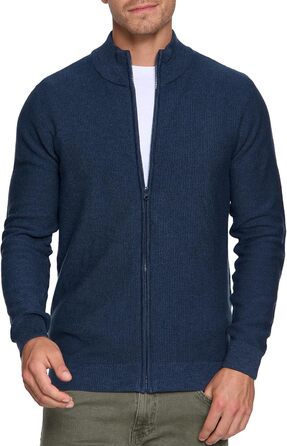 Чоловічий кардиган Indicode INWestmoon з коміром-стійкою | Тонкий в'язаний кардиган з бавовняної суміші (3XL, Navy)
