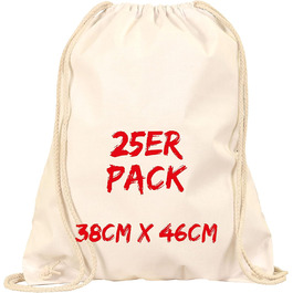 TEXXILLA Drawstring Bag - Pack of 25 | Natural | with robust drawstrings | 38x46cm | Jute bag | Shopping bag | Unprinted