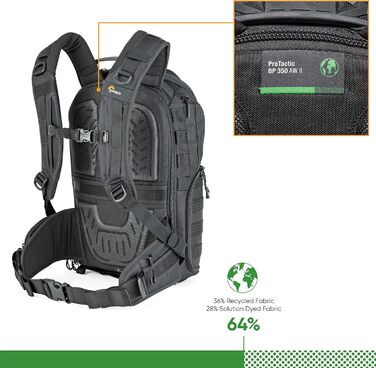 Рюкзак для фототехніки Lowepro ProTactic BP 350 AW II з QuickShelf, для Sony Alpha 9 та іншої фото- та особистої техніки, LP37265-PWW (з картою пам'яті 64 GB)