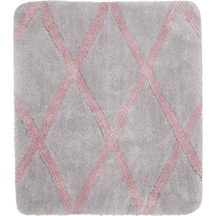Homie Living Badteppich, Bath Mat, fluffy, soft pile, non-slip and washable, San Bosa (55 x 65 cm, Grey Pink) Grey Pink 55 x 65 cm