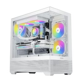 Корпус ПК SAMA V40 Mid-Tower ATX з 6 вентиляторами 120 мм ARGB PWM, подвійні панелі з загартованого скла, Dual Chamber, USB 3.1 Type-C, підтримка ATX/mATX/ITX GPU, білий колір
