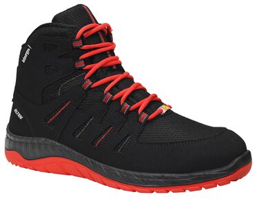 Робочі черевики ELTEN Maddox Black-red Mid ESD S3S, текстильні, з металевим носком, легкі, спортивні, 44 EU (жіночі та чоловічі)