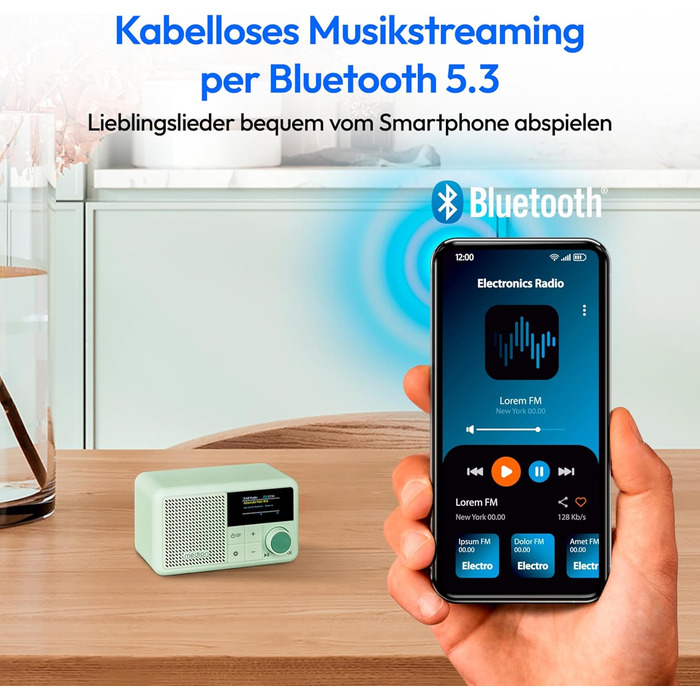 MEDION S66822 Портативне міні радіо DAB+ з Bluetooth, акумулятор до 6,5 годин, зелений колір