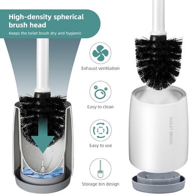 Набір для туалету Carehabi: щітка для унітазу з підставкою, білий | Комплект для ванної кімнати