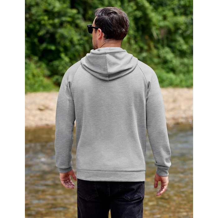 COOFANDY Худі для чоловіків з капюшоном, теплий світшот з флісу, бавовняний худі з кишенями, чоловічий світшот (світло-сірий, XL)