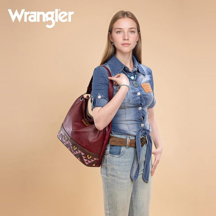 Сумка жіноча Wrangler Hobo з екошкіри, верхня ручка, крос-боді (Western Burgundy)
