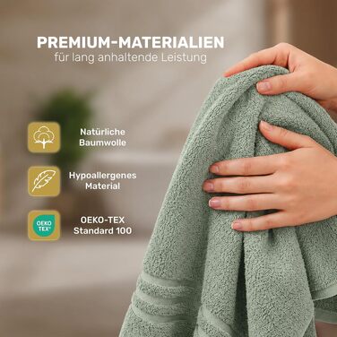 Набір рушників для рук Lavea Elena (4 шт.), 100% бавовна, махрові, гігроскопічні та м'які, колір евкаліпт, 50x100 см