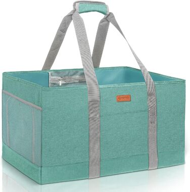 MHOMER Reusable Upright Grocery Bags - Extra Waterproof Large Tote Bag with Reinforced Bottom, Foldable Shopping Bags (Green)