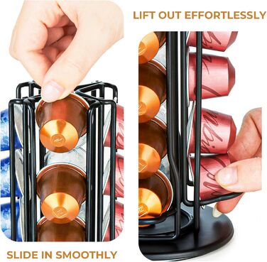 Тримач для капсул Nespresso MOLEDINO – органайзер для 40 капсул, обертання 360°, чорний