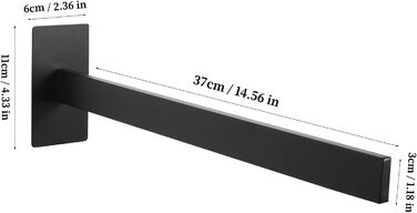 Тримач для рушників настінний з нержавіючої сталі, без свердління, подвійний, для ванної кімнати та кухні, срібний (чорний, односторонній)