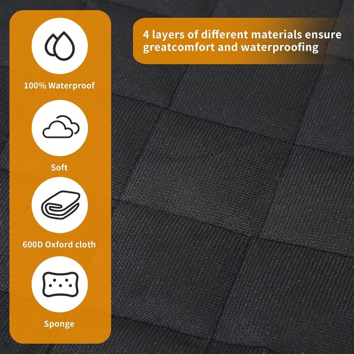 Захист для заднього сидіння автомобіля для собак, водовідштовхувальний, неслизький, з боковинами та віконцем, 137 x 147 см