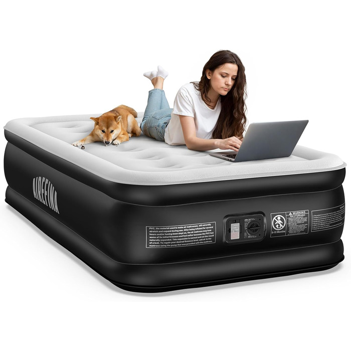 Надувне ліжко Airefina для 1 особи з вбудованим насосом, 99x190x46 см, до 295 кг, з сумкою для перенесення