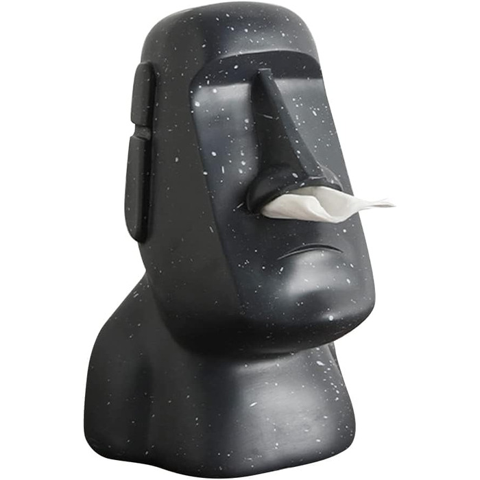 BA Moai Tissue Box, Easter Island Tissue Holder, Moai Cosmetics Box for Kitchen Living Room Bedroom - 25x16.5x18cm