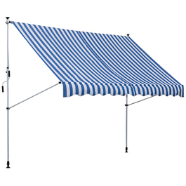 Markiza Outsunny з ручною кришкою, Ш300 x Г150 x В170-280 см, регульована по висоті, маркіза стійка до погодних умов, водонепроникна, алюмінієва, поліестер, синьо-біла