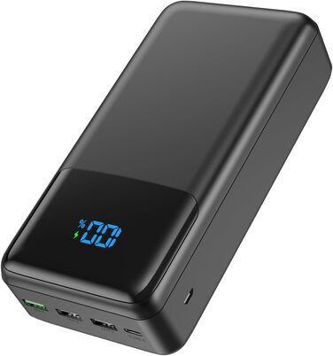 Power Bank 60000mAh з LED дисплеєм, 22.5W швидка зарядка, 4 виходи USB-C, чорний