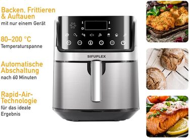 Фритюрниця Sifuplex з гарячим повітрям 6.5L з Rapid Air, сенсорне управління, 3 функції: смаження, випікання, розморожування