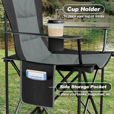 Набір 2 складаних стільців WOLTU для кемпінгу, риболовлі, саду, тераси, чорний + темно-сірий