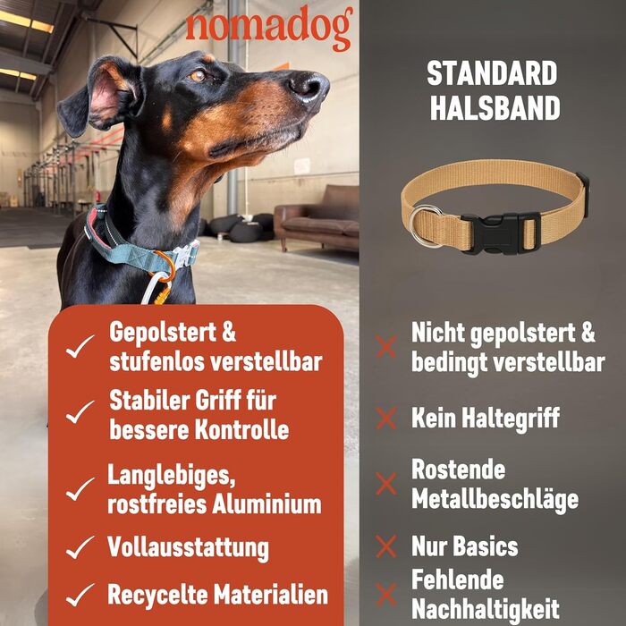 Нашийник для собак Nomadog Trailblazer XL - міцний тактичний нашийник з ручкою, алюміній, для великих собак