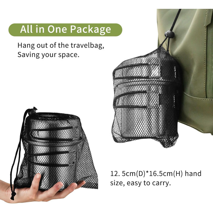 Набір кухонного посуду для кемпінгу з нержавіючої сталі, набір для приготування їжі в походах, міні-плита для кемпінгу, походів, пікніків та трекінгу