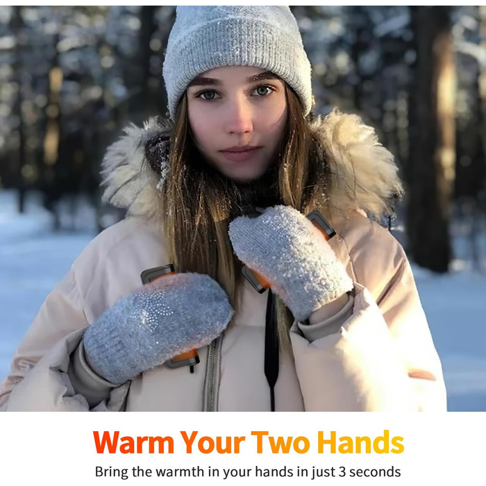 Електричні грілки для рук 2 шт. - USB, багаторазові, 3 режими нагріву, для дітей та жінок, чорний