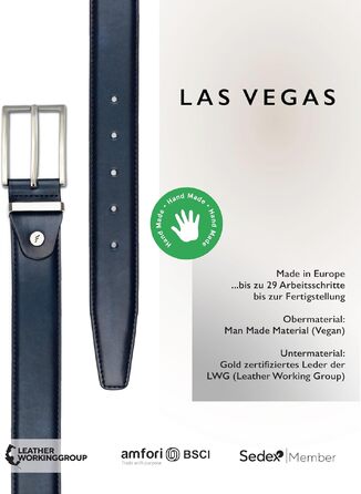 Чоловічий шкіряний ремінь FENIX LAS VEGAS з пряжкою, регульований, колір Midnight Blue (темно-синій), розмір 85