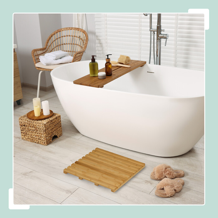 Relaxdays Bamboo Bath Mat