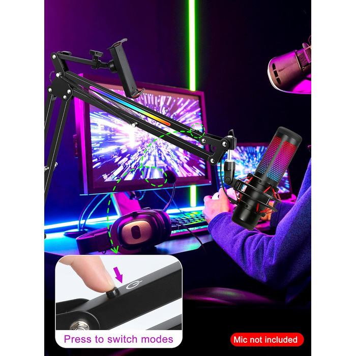Кріплення для мікрофона YOUSHARES RGB, сумісне з Seiren Mini, V3 Mini/Chroma, Razer Seiren V2 X/Pro, Seiren X
