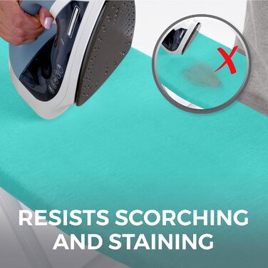HOME GENIE Reflective Silicone Ironing Board Cover, 38.1 x 137.2 cm, fits large and standard boards, pads resist burns and stains, elastic edge covers, thick padding, no 15