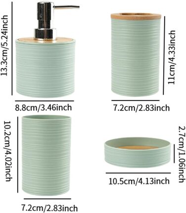 Набір аксесуарів для ванної кімнати Perfk: дозатор мила, тримач зубних щіток, стакан для ополіскувача, зелений