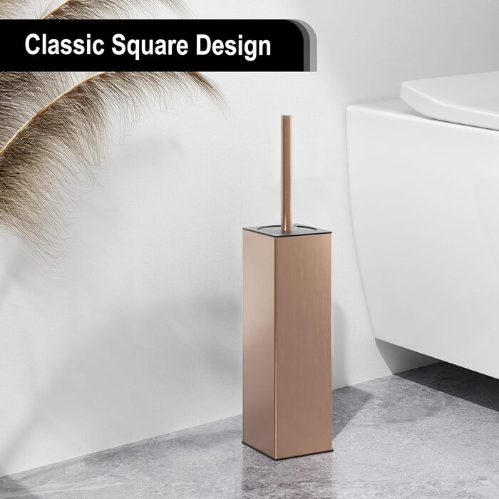 Набір для туалету BVL з щіткою та тримачем, метал, рожеве золото, 2 насадки