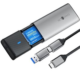 Зовнішній корпус для M.2 SSD SETMSPACE NVMe та SATA, алюмінієвий адаптер USB для M-Key та B&M-Key, безінструментальна збірка, сірий