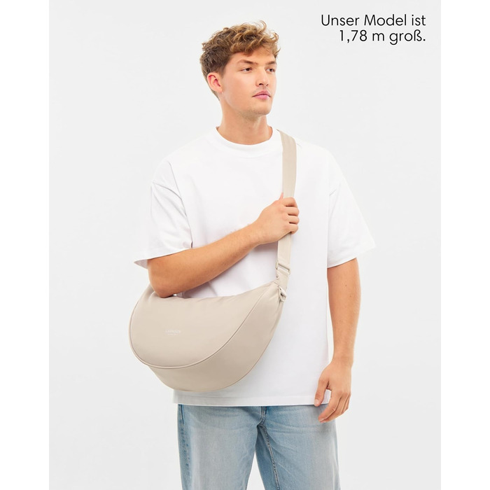 Сумка через плече LARKSON Solveig Medium бежева - Містка напівмісяць (8 л) - Водовідштовхувальна