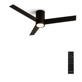 Стеляний вентилятор WINDMINIMAL білий з освітленням та пультом керування. Тихий, таймер, DC-двигун, 40W, діаметр 132 см, 6 швидкостей, режим літо/зима (чорні лопаті)