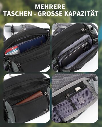 Тактична поясна сумка 6L для туризму, прогулянок з собакою, бігу, велоспорту, риболовлі та подорожей, чорна