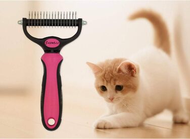 Щітка для видалення підшерстка для собак та котів середньої та довгої шерсті. Щітка проти ковтунів та підшерстка, блакитна (рожева)