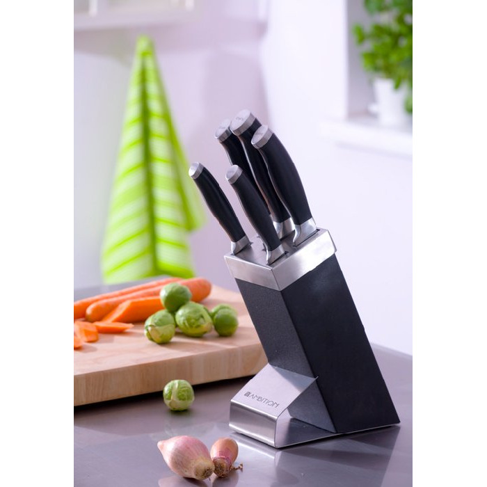 Набір ножів у підставці Ambition Granite, 6 предметів, чорний