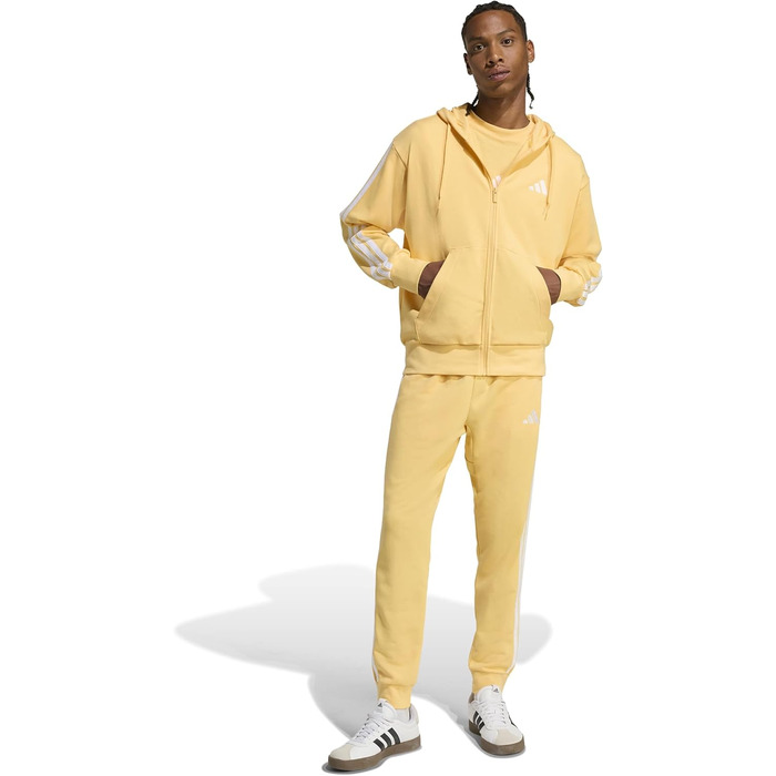 Чоловіча толстовка на блискавці Adidas Essential Three Stripes French Terry Hoodie (M, Semi Ice Tangerine/White)