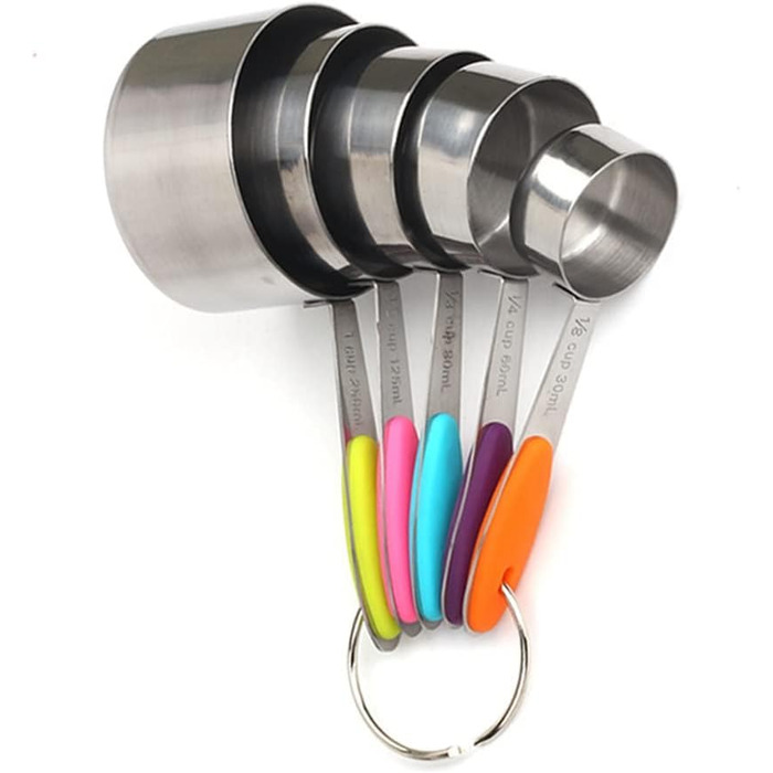 Baking tools, kitchen baking tools, stainless steel measuring cups, 5-piece set (Color: A, Size: as shown)
